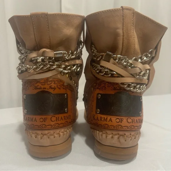 Karma of Charme Italian Crafted Handstitched Leather Bohemian Boots - Picture 8 of 10